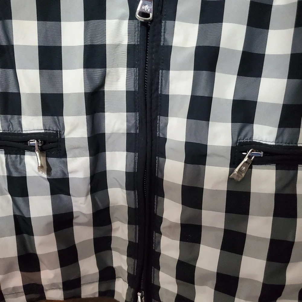 Ralph Lauren women's plaid black & white rain jacket size medium - Picture 3 of 9
